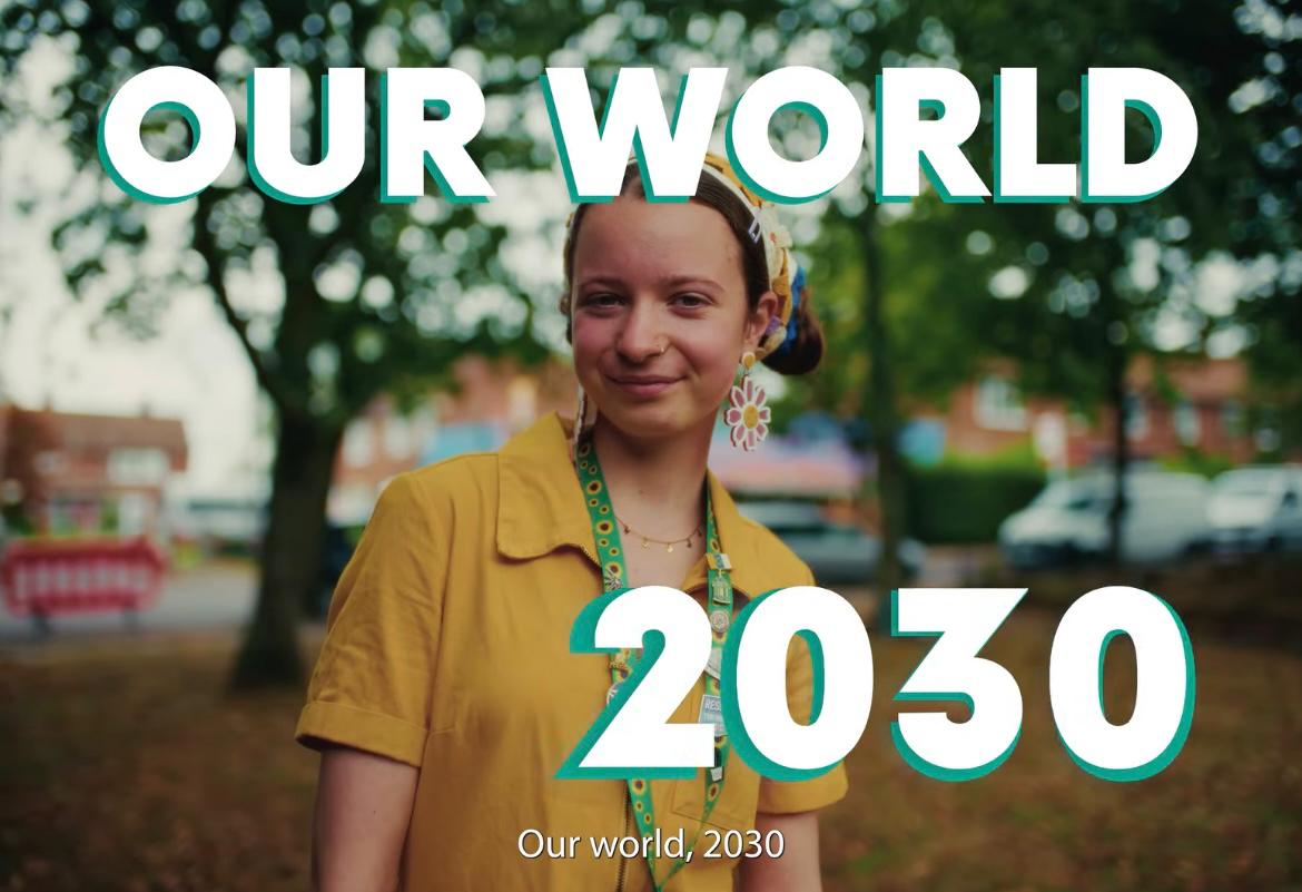Rachel's profile with our world 2023 as a caption