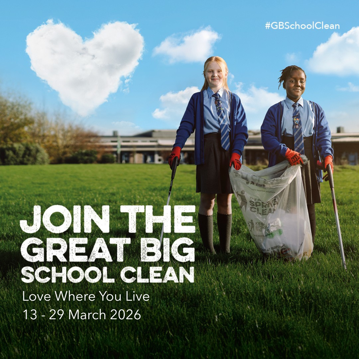 Poster featuring two school children litter picking